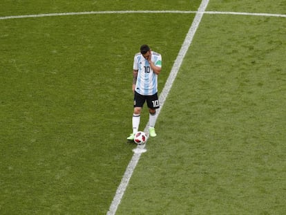 Messi durante el partido entre Argentina y Francia. 