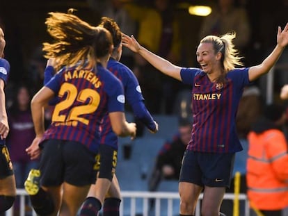 Las jugadoras del Barça celebran el pase a semifinales