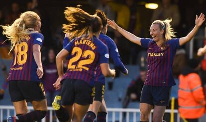 Las jugadoras del Barça celebran el pase a semifinales