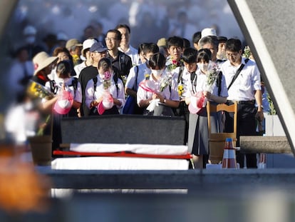 Acto de recuerdo en memoria de las víctimas de Hiroshima el pasado 6 de agosto, en el 78º aniversario del lanzamiento de la bomba atómica.