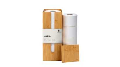 Portarrollos de madera de bambú para guardar el papel higiénico en el cuarto de baño