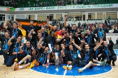 El Valencia Basket celebra el título.