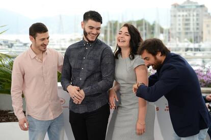 Massimo Riggi, Samir Senhadji, Julianna Vogt y Gregory Montel en el photocall de 'Talents Adami'.