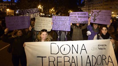 Manifestación en Valencia en el Día Internacional de la Mujer