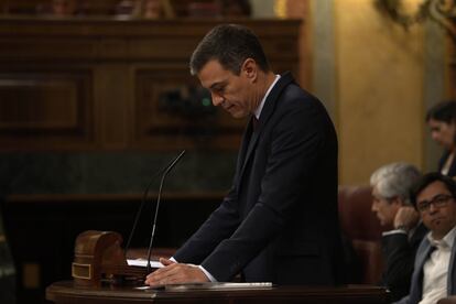 Pedro Sánchez, en un momento de su discurso de investidura.