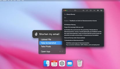 Sistema operativo macOS con Chat GPT gestionando texto