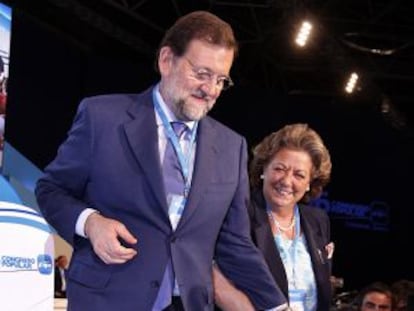 Mariano Rajoy y Rita Barberá en el congreso del PP de 2008 en Paterna.