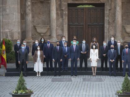 Foto de familia de la Conferencia de Presidentes celebrada este viernes en San Millán de la Cogolla (La Rioja).