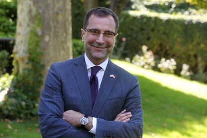 James Costos in the garden of the US Embassy in Madrid.  