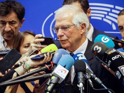 Josep Borrell durante la comparecencia ante los medios en Bruselas el pasado miércoles.