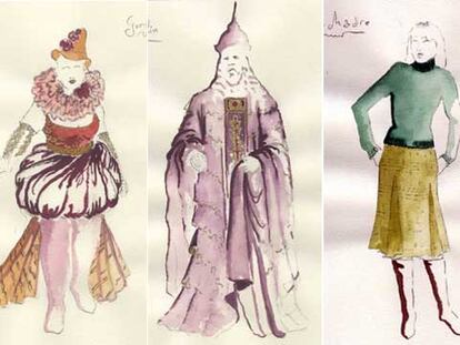 Diseños de vestuario para la ópera &#39;Dulcinea&#39;, del figurinista Jesús Ruiz Moreno.