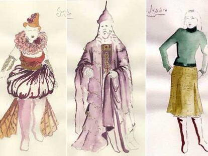 Diseños de vestuario para la ópera 'Dulcinea', del figurinista Jesús Ruiz Moreno.