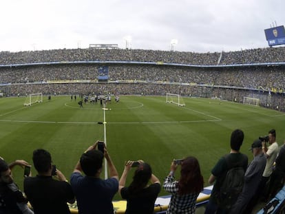 Boca Juniors, no último treinamento na Bombonera antes da final