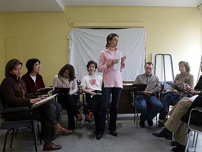 Marta García-Sancho, en el taller de resiliencia que imparte en el hospital La Paz.