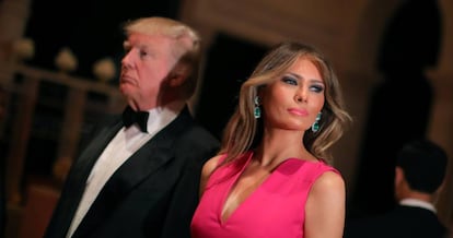 Donald Trump e Melania Trump, em uma festa no clube Mar-a-Lago, em Miami