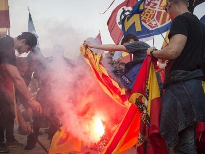 Manifestación de radicales de derechas en Montjuïc, en 2015.