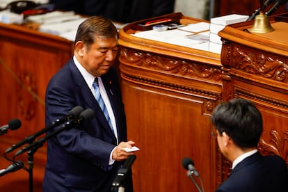 Shigeru Ishiba, este lunes durante la votación en el Parlamento de Tokio (Japón).  