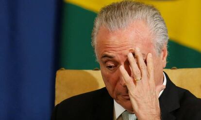 O presidente Michel Temer, nesta segunda-feira em São Paulo.