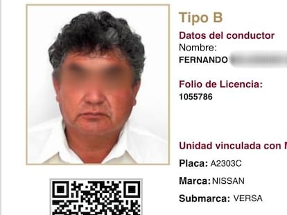 La tarjeta de identificación del conductor relacionado con la muerte de Lidia Gabriela.