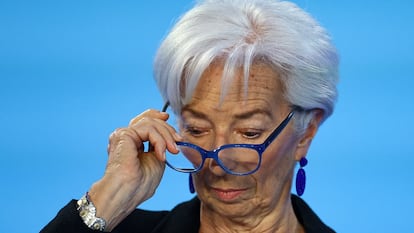 Christine Lagarde, presidenta del BCE, en rueda de prensa el pasado mayo.