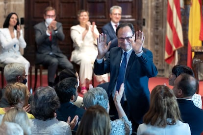 Vicent Soler, en su despedida como consejero d hacienda en 2022, en el Palau de la Generalitat.