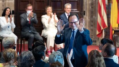 Vicent Soler, en su despedida como consejero d hacienda en 2022, en el Palau de la Generalitat.