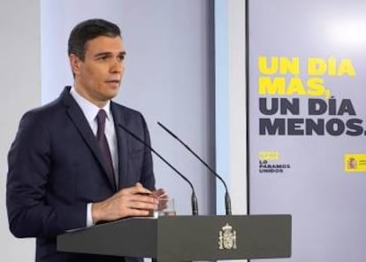 El presidente del Gobierno, Pedro Sánchez, durante la rueda de prensa de este sábado.