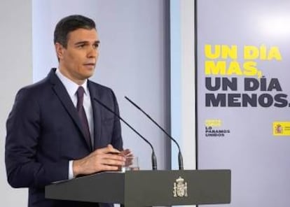 El presidente del Gobierno, Pedro Sánchez, durante la rueda de prensa de este sábado. 