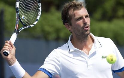 Julien Benneteau, en su partido contra  Michal Przsiezny en Nueva York.