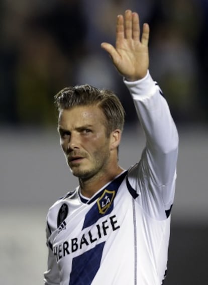 Beckham, durante un partido con los Galaxy.