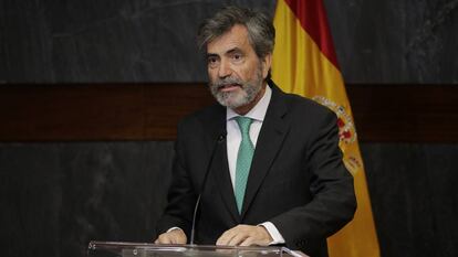 Carlos Lesmes durante un acto del Observatorio contra la Violencia Doméstica y de Género, en noviembre en Madrid.