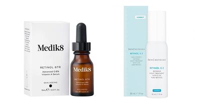 Dos de los sérums con retinol más vendidos: Medik8 (39,85€) y SkinCeuticals (93€). Ambos a la venta en Promofarma.