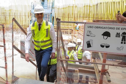 El presidente del Gobierno, Pedro Sánchez, visita las obras del metro de São Paulo, este jueves.