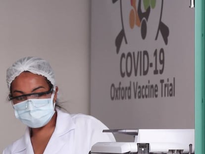 Una empleada en el Reference Center for Special Immunobiologicals (CRIE) de la Universidad Federal de Sao Paulo (Unifesp), donde se realizan los ensayos de la vacuna de la Universidad de Oxford y AstraZeneca. 