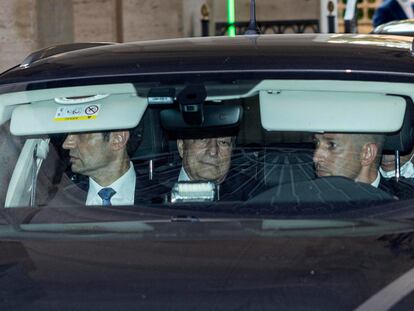 El primer ministro italiano, Mario Draghi, a su salida del palacio del Quirinal tras su reunión con el presidente Mattarella.