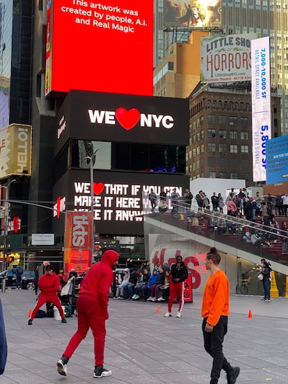 A sign showing the new logo.