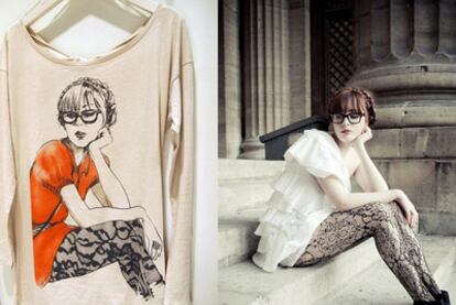 La 'bloguera' Louise Ebel y una camiseta con su imagen.