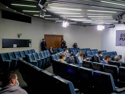 Imagen de una rueda de prensa posterior al consejo de ministros. 