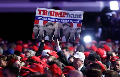 Celebración del triunfo de Donald Trump en la sede de los republicanos en Nueva York.