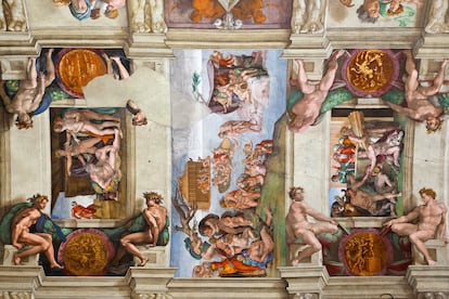 Detalle del texto de la Capilla Sixtina del Vaticano, obra de Miguel Ángel.