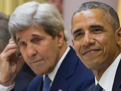 Barack Obama e o secretário de Estado, John Kerry;