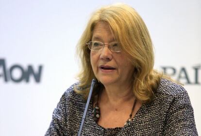 La presidenta de la CNMV, Elvira Rodr&iacute;guez, durante su intervenci&oacute;n en el IV Foro Anual del Consejero que se celebra hoy en Madrid.