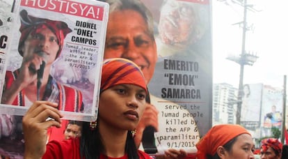 Protesto pelo assassinato de ecologistas em Mindanao, Filipinas.