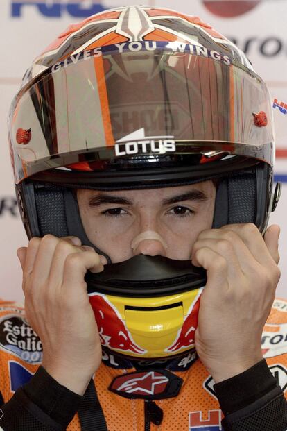 Marc Marquez se prepara para la sección de clasificación