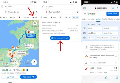 Cómo encontrar vuelos en Google Maps.