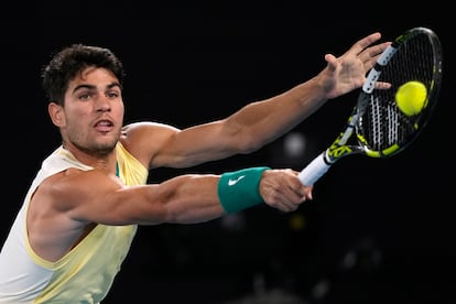 Carlos Alcaraz, durante el partido contra Alexander Zverev.