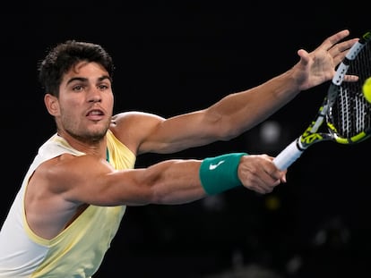 Carlos Alcaraz, durante el partido contra Alexander Zverev.