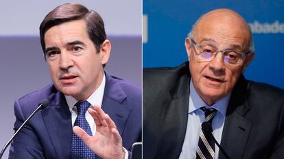 Carlos Torres, presidente de BBVA, y Josep Oliu, presidente de Sabadell.