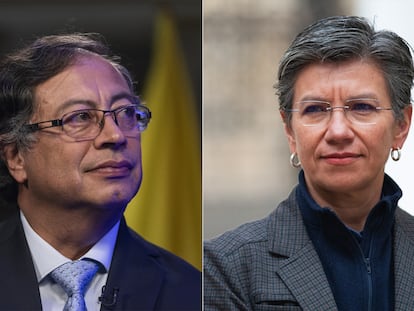 Gustavo Petro, presidente de Colombia, y Claudia López, alcaldesa de Bogotá.