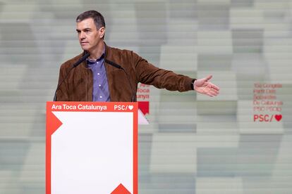 Pedro Sánchez, este domingo durante su intervención en el acto de clausura del 15º Congreso Nacional del PSC. 